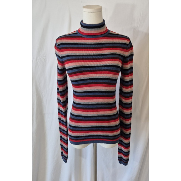 Anthropologie M.i.h. Jeans Merino Wool Blend Striped Moonie Polo Sweater XS - Picture 3 of 9